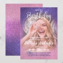 Search for violet birthday invitations Glitter