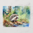 Recherche de hérisson mignon cartes postales Aquarelle
