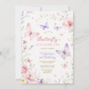 Search for turning one birthday invitations Butterfly