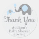 Search for blue elephant baby shower stickers Blue and grey