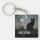 Recherche de nuit de halloween porteclés Chat noir