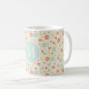 Search for pretty floral monogram mugs Feminine