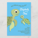 Search for sea turtle 1st birthday invitations Kids
