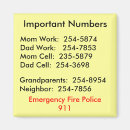 Search for emergency numbers magnets Babysitter