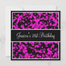 Search for hot pink and black birthday invitations White