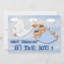 Recherche de stork baby shower garçon invitations Jumeaux