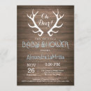 Search for deer antler baby shower invitations Rustic wood