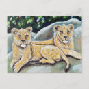 Recherche de deux lions cartes postales Chat