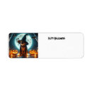 Search for witch cat return address labels Trick or treat