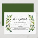 Search for love is patient wedding invitations Postponement