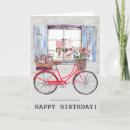 Recherche de vélo rouge vœux cartes Aquarelle