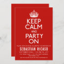 Search for keep calm and party on invitations Red