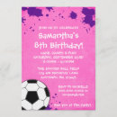 Search for girls soccer birthday invitations Purple