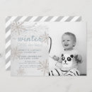 Search for snowflakes 1st birthday invitations Silver