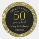 Search for golden anniversary wedding stickers Black and gold