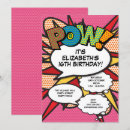 Search for comic book birthday invitations Pow