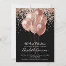 Search for black rose gold 40th birthday invitations Party