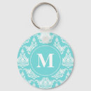 Search for turquoise pattern keychains Damask