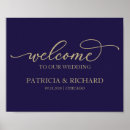 Search for navy blue gold welcome wedding signs Calligraphy