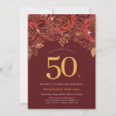 Search for red roses 50th birthday invitations Burgundy