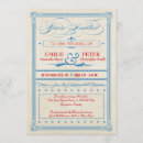 Recherche de blanc et bleu rouge mariage invitations Vintage