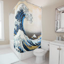 Search for blue wave shower curtains Hokusai