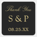 Search for black gold wedding stickers Bride and groom initials