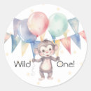 Search for monkey birthday stickers Watercolor