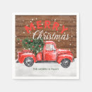 Search for red truck napkins Christmas dinner party