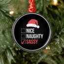 Search for naughty or nice ornaments Santa