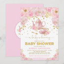 Search for tea party baby girl shower invitations Pink and gold