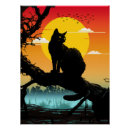 Recherche de silhouette de chat posters Noir