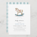 Search for rocking horse baby boy shower invitations Gingham