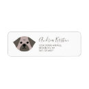 Search for pug dog return address labels Cute
