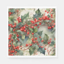 Search for holly leaves napkins Vintage