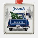 Search for blue truck ornaments Christmas tree