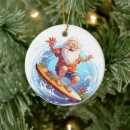 Search for surfing santa ornaments Watercolor