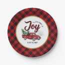 Search for red truck paper plates Buffalo plaid