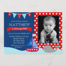 Search for nautical girl 1st birthday invitations Blue