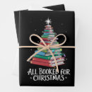Search for book lovers wrapping paper Santa