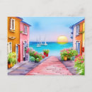 Search for village scene postcards Watercolor
