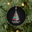 Search for book lover ornaments Santa