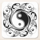 Recherche de yin yang dessous de verres Noir et blanc