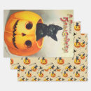 Search for vintage halloween wrapping paper Black cat