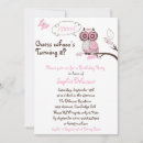Search for pink owl birthday invitations Cute