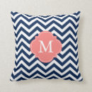 Search for navy blue and coral pillows Stripes