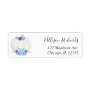 Search for floral white return address labels Blue flowers