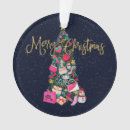 Search for navy blue and silver ornaments Merry christmas