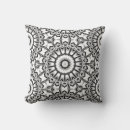 Recherche de mandala de fleur coussins Noir et blanc
