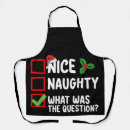 Search for naughty nice aprons Santa